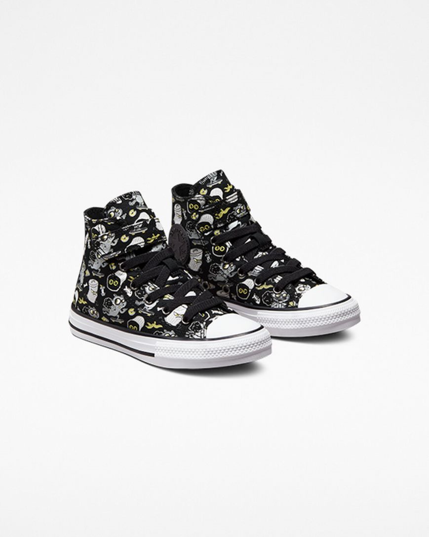 Chlapecké Boty Vysoké Converse Chuck Taylor All Star Easy-On Raccoons Černé Šedé | CZ BIDW63